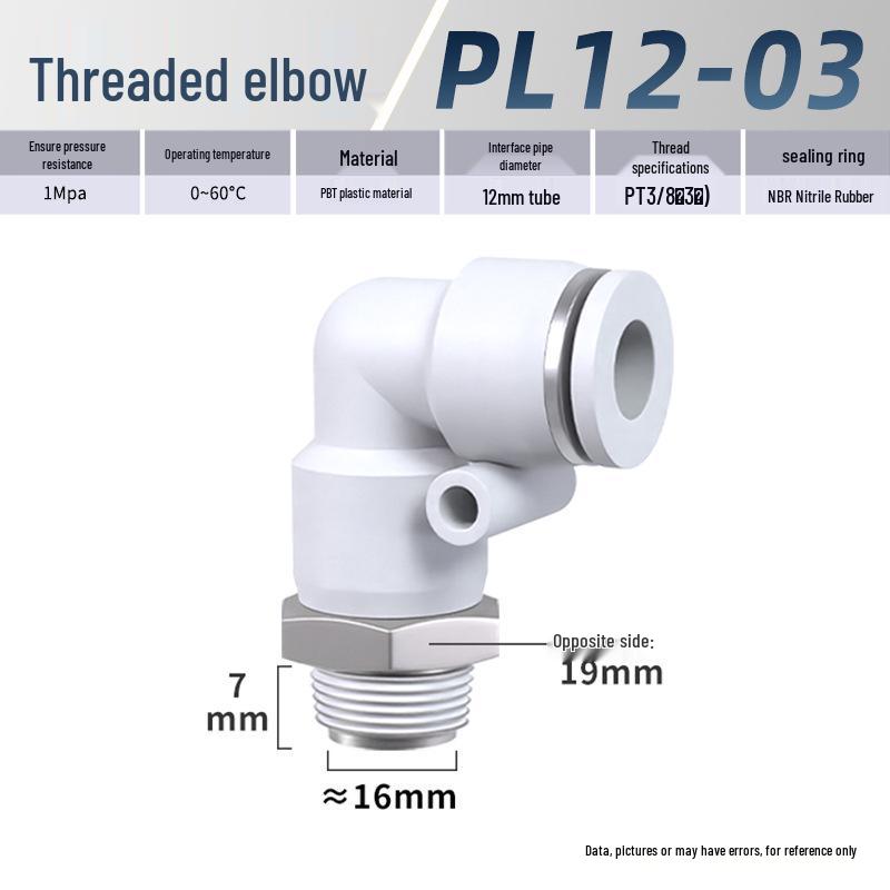 Zhuoji Pneumatic Quick Connect Elbow Fitting PL8-02/4-M5/6-01/10-03/1