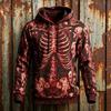 Men Halloween Human Skeleton Muscle 3D Full‑Print Hoodie Anatomical Bone Organ Pattern Drawstring Pocket Horror Party Pullover
