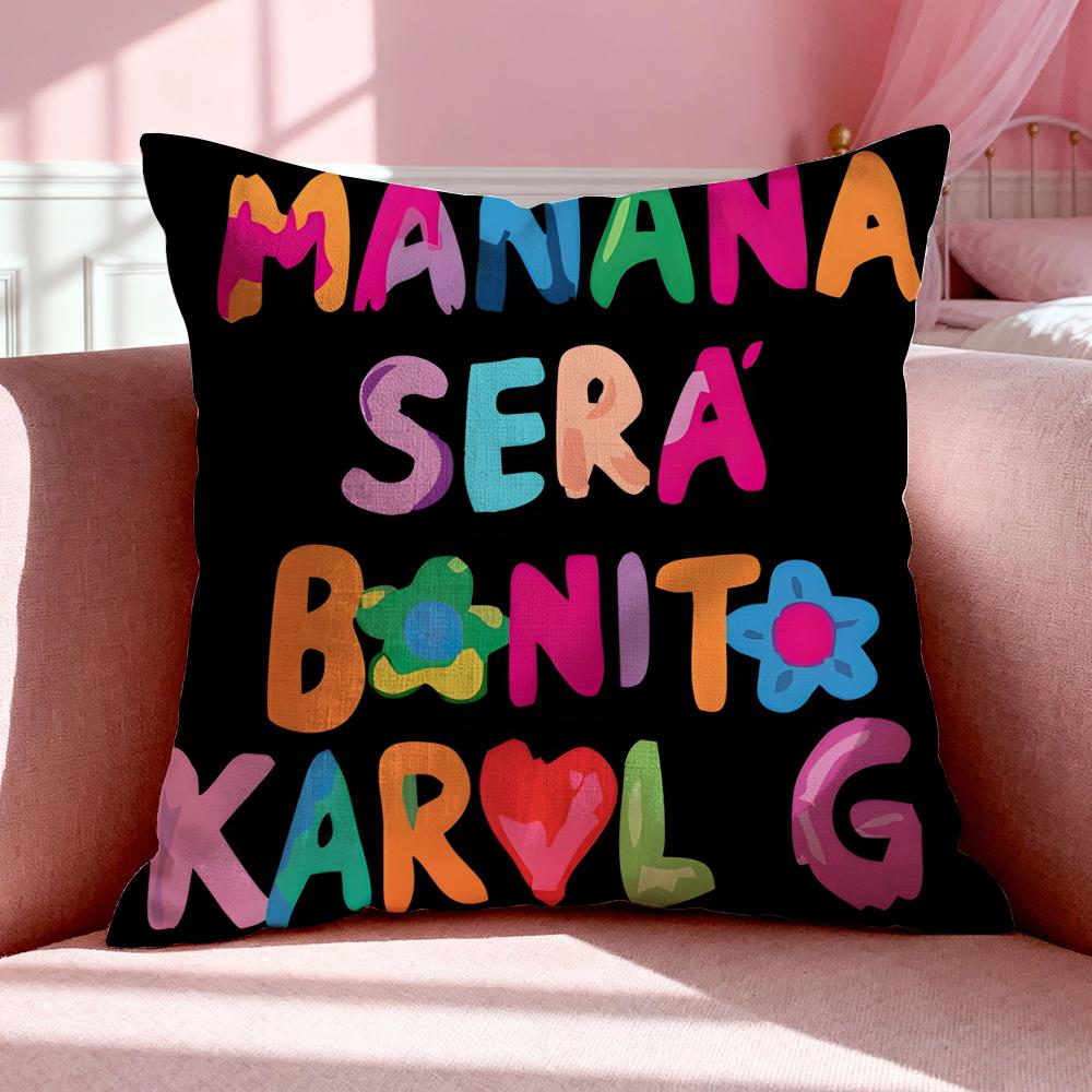 Singer K-Karol G Cushion Cover Breathable Linen Pillowcase Summer Odorless Eco-Friendly Invisible Zipper Washable