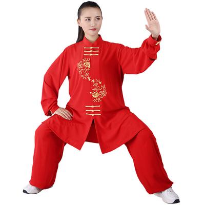 2Pcs/Set Unisex Button Placket Shirt Loose Solid Color Chinese Traditional Tai Chi Suit Kung Fu Wear Men Clothes