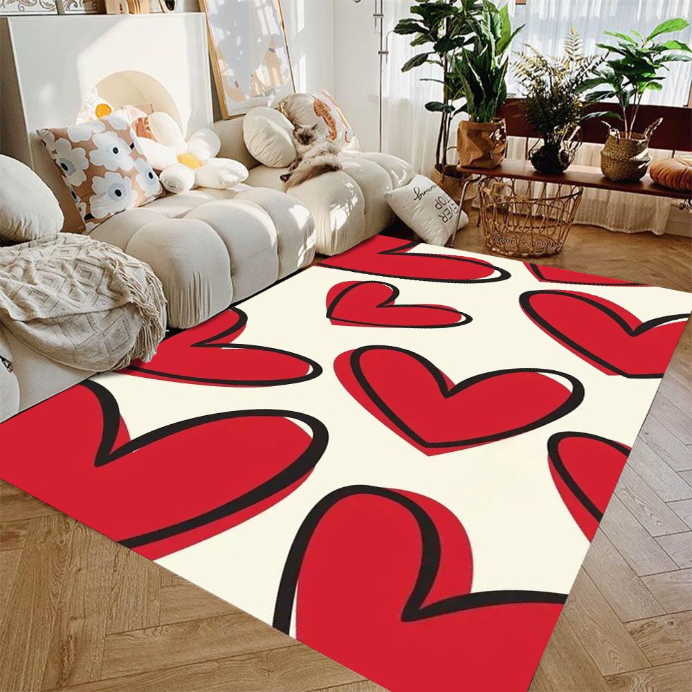 Red Love Carpet Suitable for Anti Slip Pads In Bedrooms Living Rooms Corridors Washroom Floor Mat Living Room Decoration