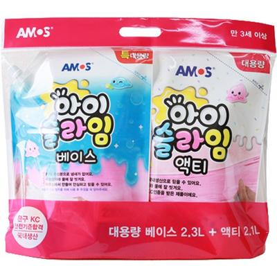 Amos Islime Acty 2.1L + Base 2.3L Set, Transparent, 1 Set, Korean Toy Supplies