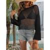 Women's Hollow Woven Short Loose Flared Sleeve Beach Smock Top