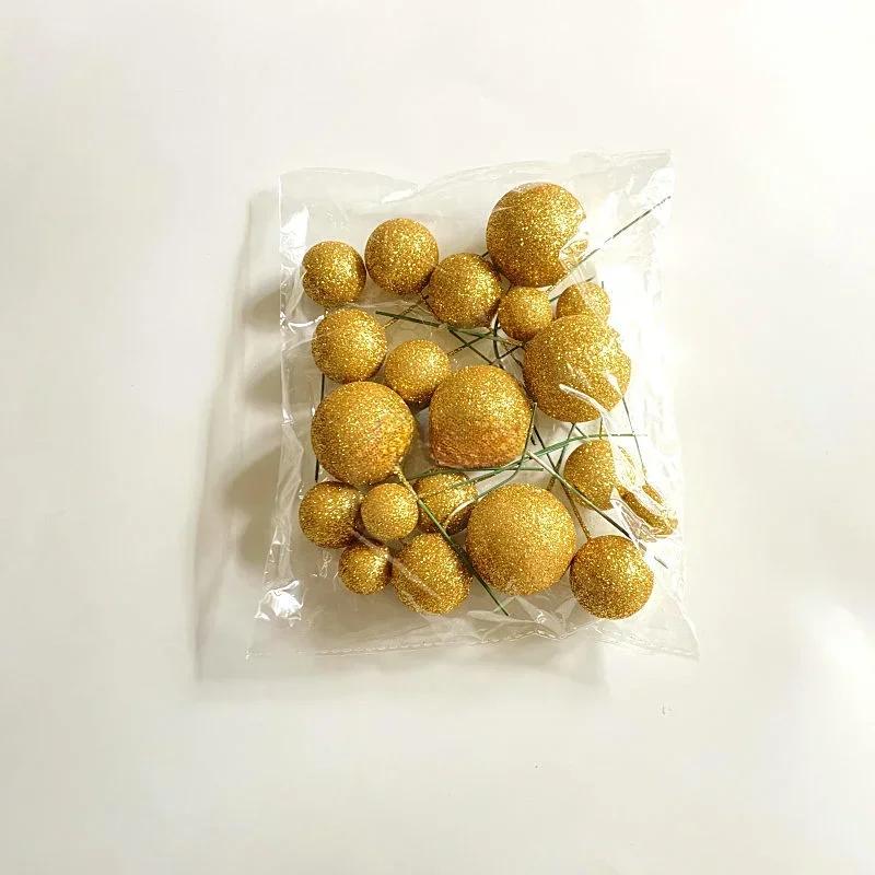 

20PCS Birthday 2cm-3.5cm Spheres Cake Topper Mixed Cake Decoration Artificial Balls DIY Glitter Balls Set Baby Shower