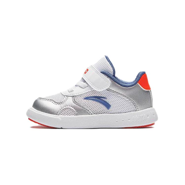 Anta Kids Synthetic Leather Comfortable Non-Slip Low-Top Walking Shoes Baby Shoes Silver Orange A12430076-1
