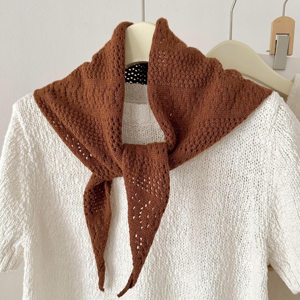 Neck Protection Warm Shawl Scarf Hollow Out Women Headscarf Fashion Knitted Triangle Scarf  Women