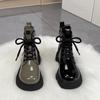 2025 Retro Thick-Soled Women's Patent Leather Martin Boots - Autumn/Winter Fashionable Cotton British Style Short Boots