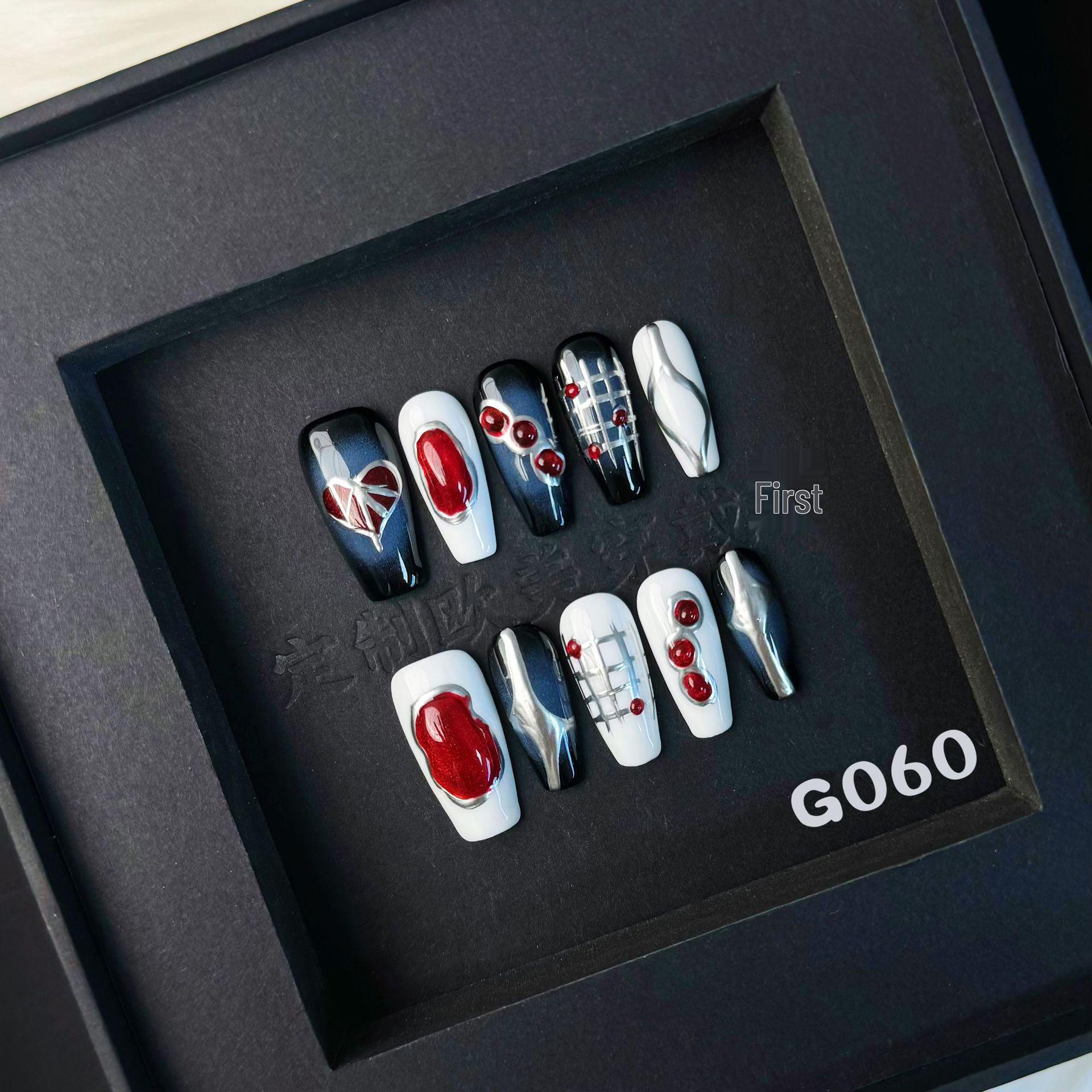 

Metal Punk Style Mid-Length Handmade Press-On Nails Extra Small