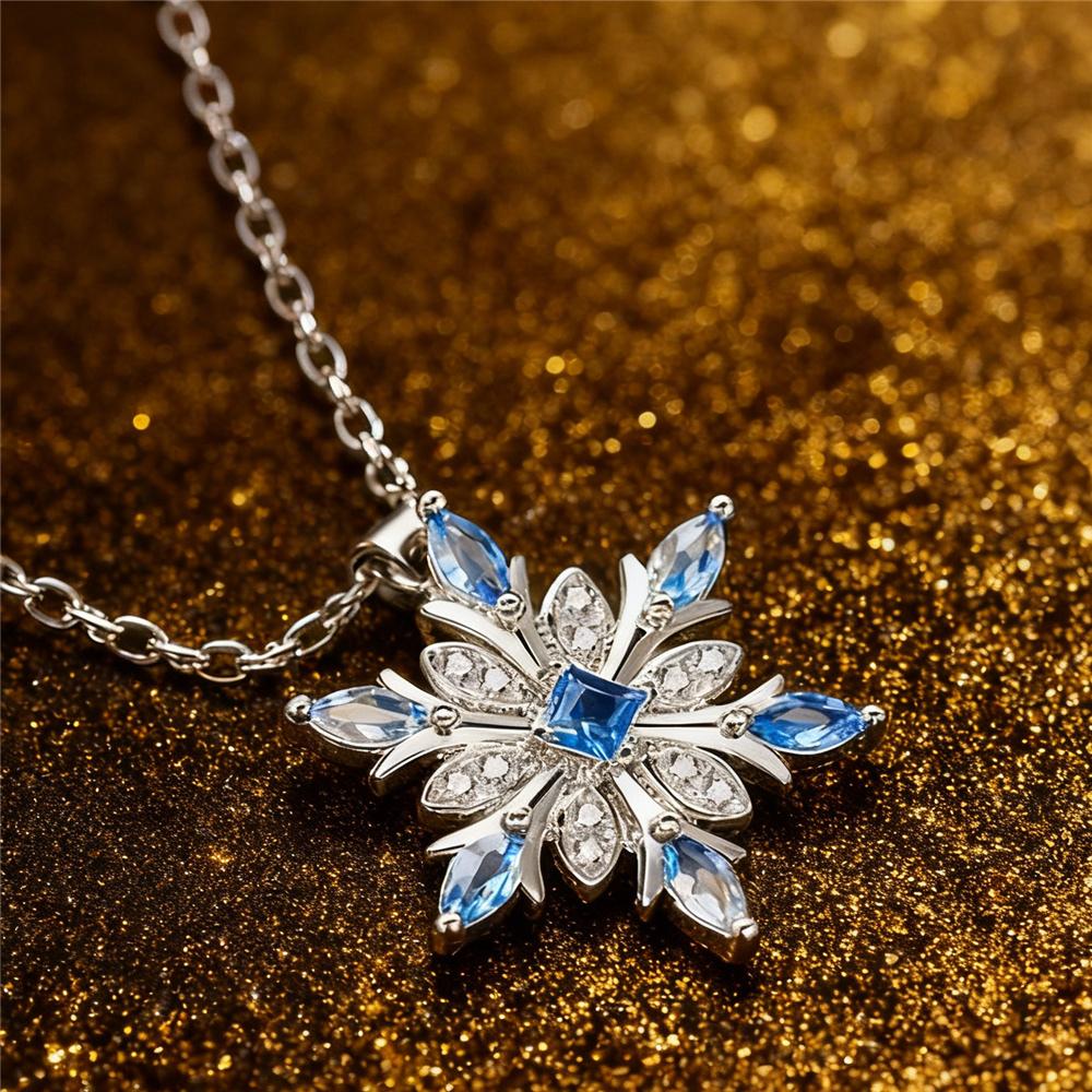

Cute Female Snowflake Pendant Necklace Vintage Silver Color Wedding For Women