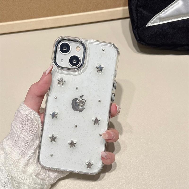 For IPhone17Promax Five-pointed Star Mobile Phone Case for Apple 15plus Bow 14 Glitter Silicone Soft Case