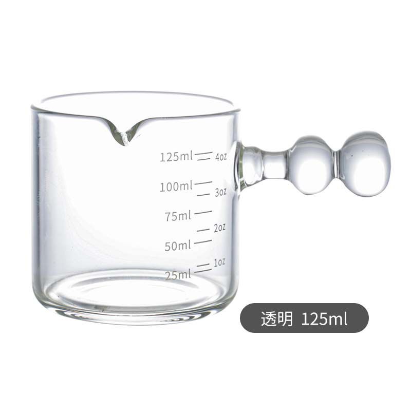 Small Glass Milk Cup Multifunction Espresso Extract Measuring Cup with Graduated Home Milk Pot Honey Ounce Cup Anti-hot Handle