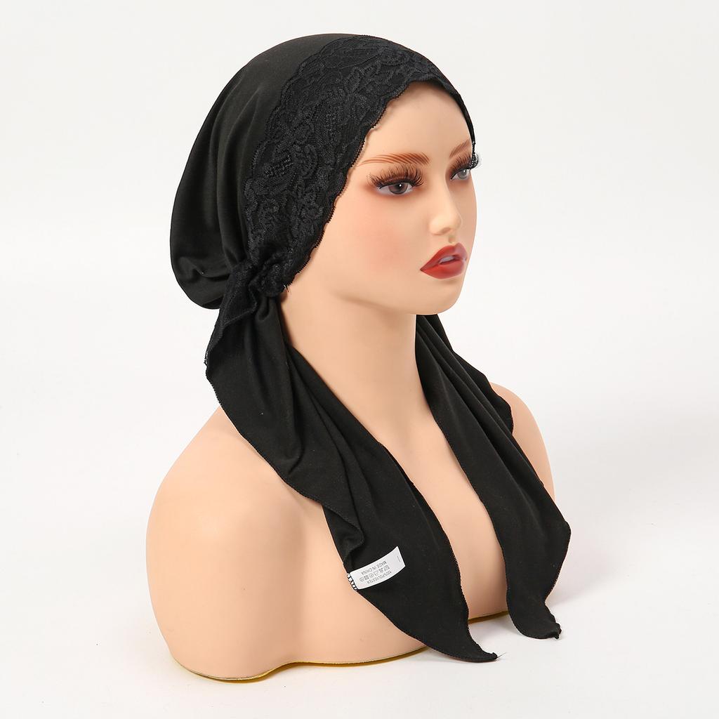 Solid Color Pre-Tied Hijab Wrap Head Scarf Muslim Turban Bonnet for Women Inner Hat Turbantes Cap