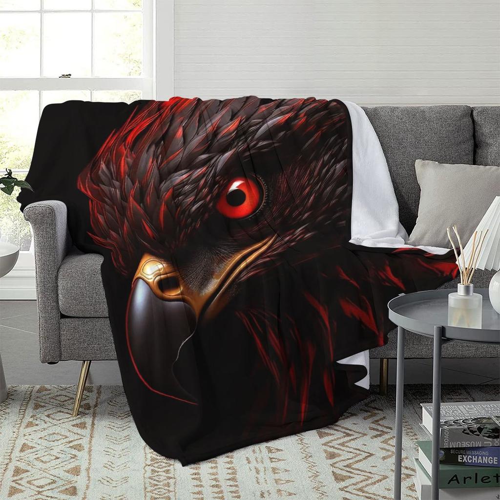 Blood-red eagle-patterned design Flannel printed blanket suitable for all seasons suitable for living room office sofa travel