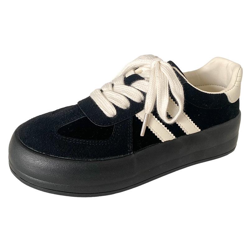 

6562 latex insoles/platform German training shoes women s shoes autumn new 2024 niche casual board shoes small black shoes 40