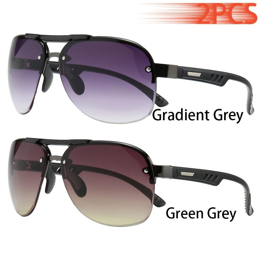 2pcs Metal Frameless Men s Sunglasses Fashion Toad Glasses for Driving Fishing Fashion Glasses