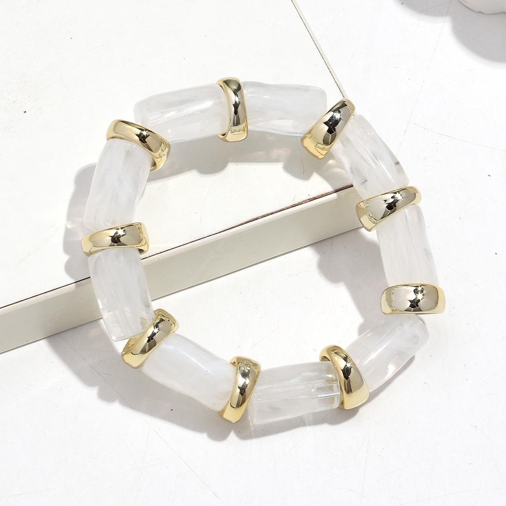 Vintage Acrylic Bamboo Beads Bracelets for Women Fashion Resin Chunky Tube Beaded Stretchy Stackable Bracelet New Jewelry Gift