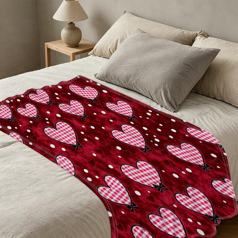 Multi-functional Flannel Fleece Blanket No Shedding Heart Series, Soft Warm Cozy Throw for Home, Valentine's Gift & Decor