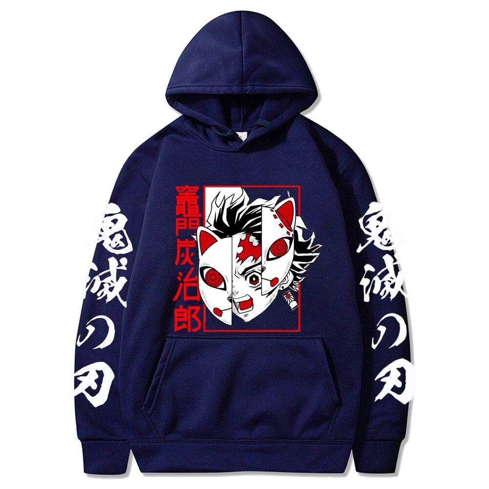 Fashion Sweatshirts Long Sleeves Loose Streetwear Hoodie Tops Anime Demon Slayer Hoodie Men's Print Pullovers Printed Harajuku