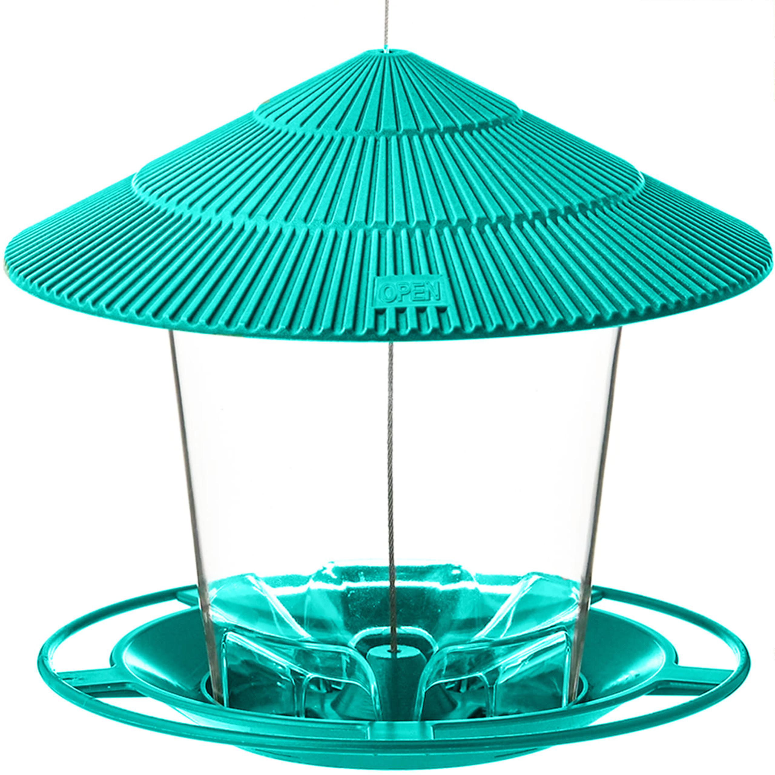 

Кормушки для птиц на открытом воздухе, подвесные, защищенные от белок, легко чистятся и наполняются, регулируемая кормушка с несколькими отверстиями, держатель для корма зелёный