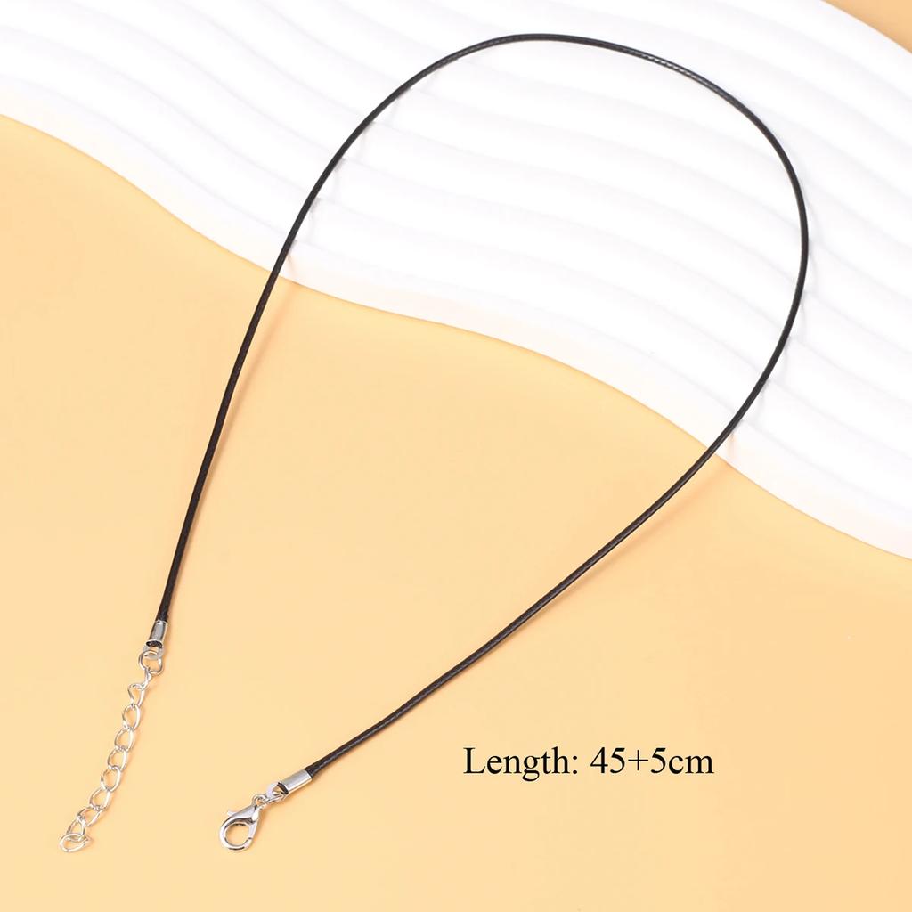 50Pcs Braided Adjustable Black Leather Rope Wax Cord DIY Handmade Necklace Pendant Lobster Clasp String Cord Jewelry Chain