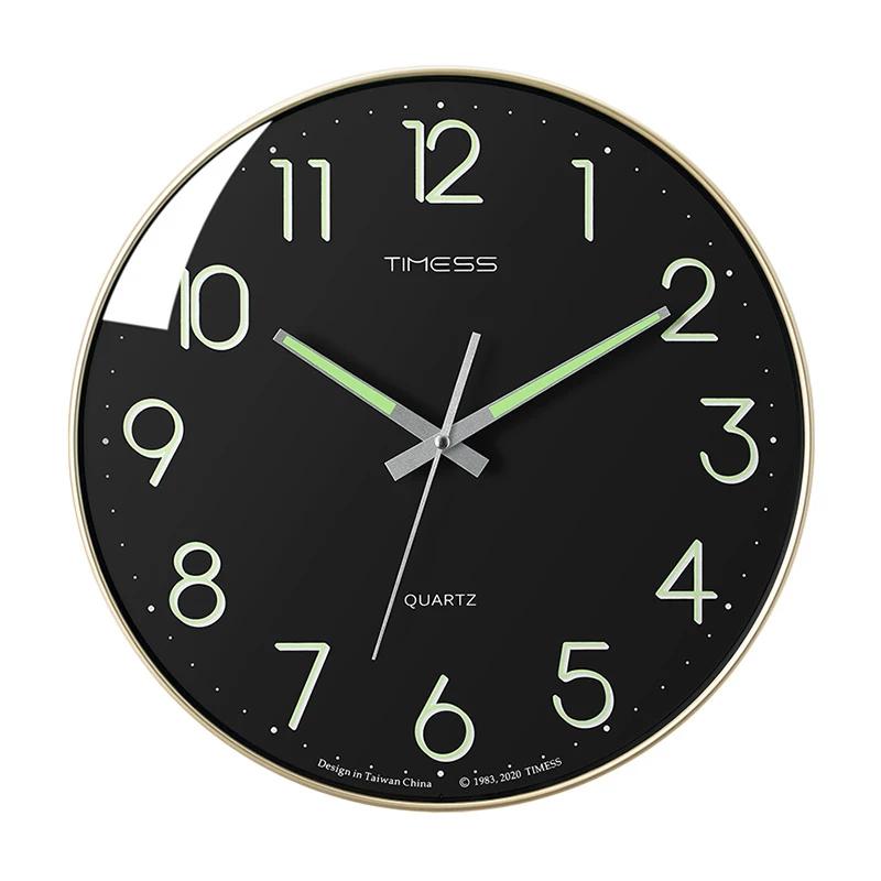 

Luxury Luminous Wall Clock Modern Design Creative Silent Calendars Clcoks Wall Watches Home Decor Living Room Decoration Gift 12 inch чорний
