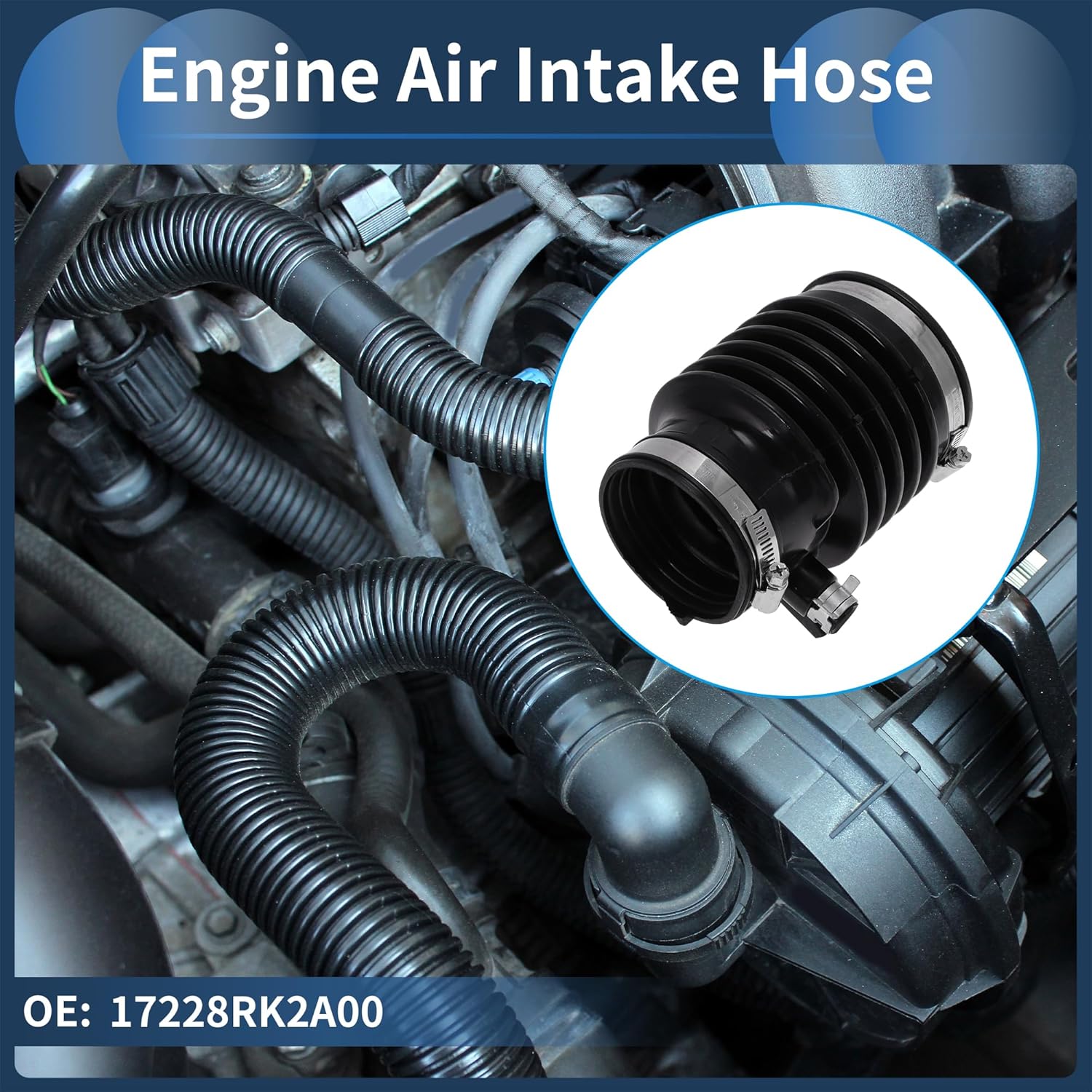 Engine Air Intake Hose for Acura TL 3.7L 2009-2014 Air Intake Duct No.17228RK2A00 Rubber 1 Pc Clamp