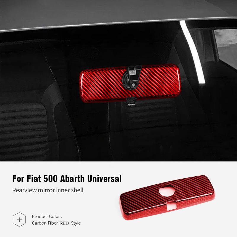 Fiat 500 Abarth Carbon Fiber Rearview Mirror Cover - Interior Decorative Accessory