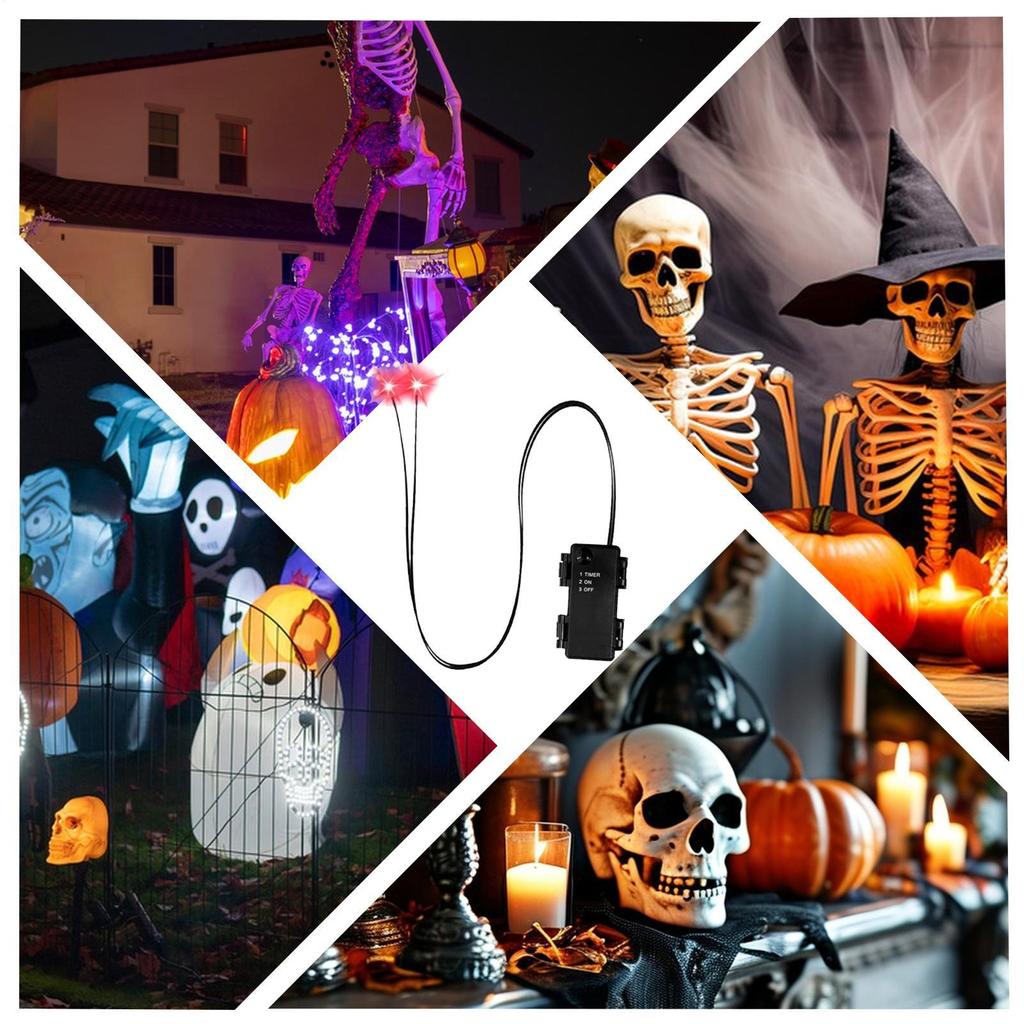 Occhi Luminosi a LED per Halloween con Timer Occhi da Scheletro Illuminati Occhi Horror Fai da Te per Maschere Zucche Lapidi e Oggetti di Scena