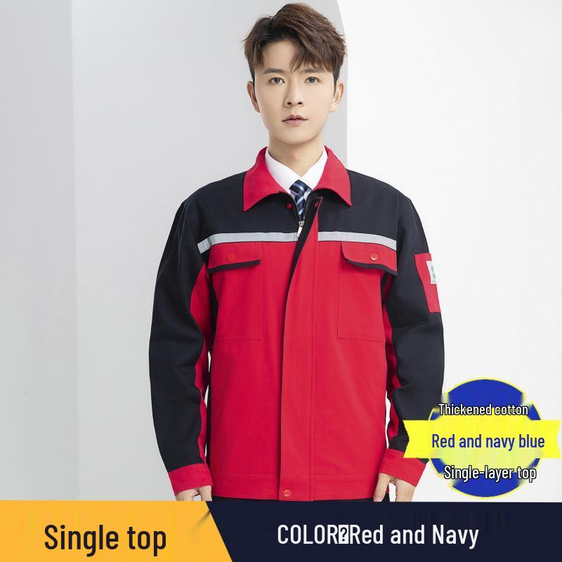 Men's Heavy-Duty Cotton Workwear Set - Long Sleeve, Wear-Resistant, Ideal for Auto Repair and Workshop Use