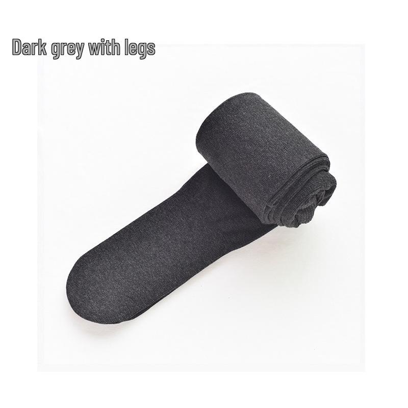 1913 Smoky Grey High-Waist Stretch Cotton Stripe Footless Tights - Comfortable, No-Sag, Perfect for Women in Autumn/Winter.