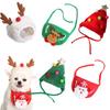 Festive Dog Cat Xmas Hat Bib Set – Red/green/white Polyester