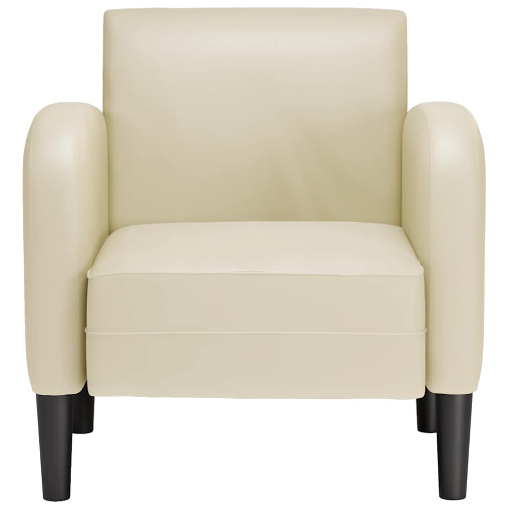 Cream Armchair with Armrests 54 Cm Faux Leather