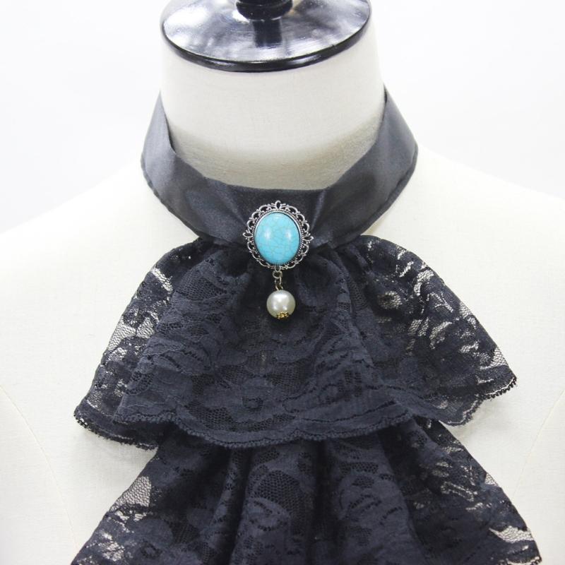 Elegant Ruffled Lace Jabot Collar for Women Gothic Victorian Fashion Accessory