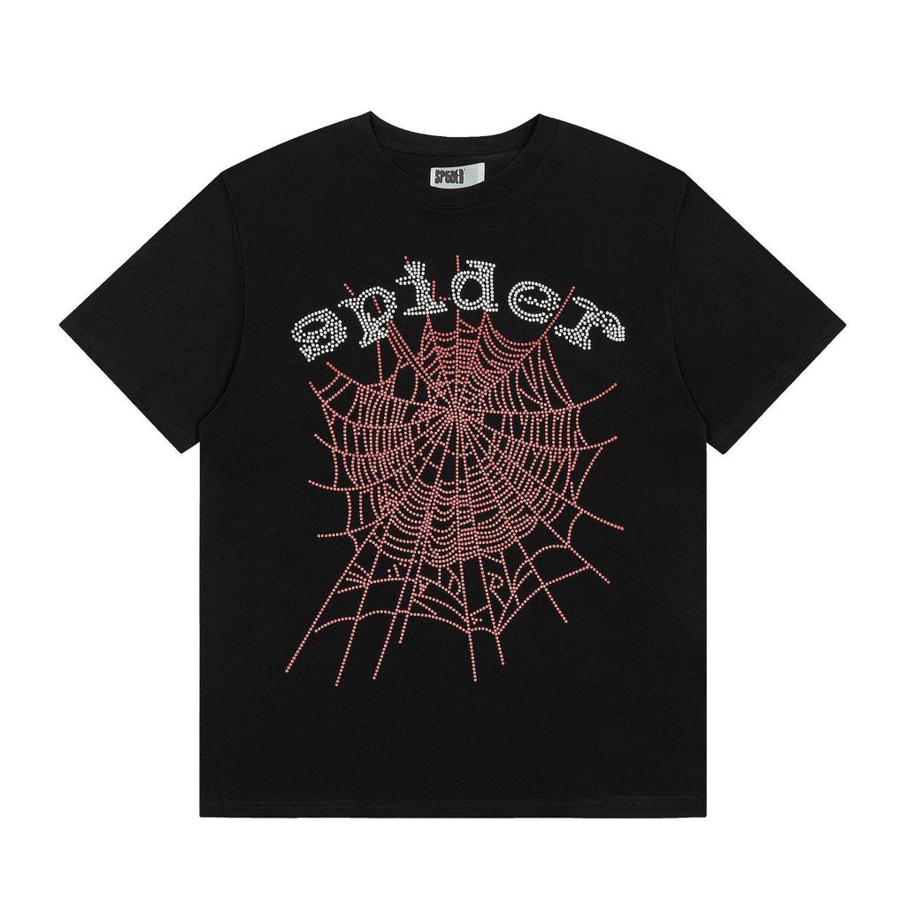 New Trendy Spider Web Print Short Sleeve Men's T-Shirt - Celebrity Style