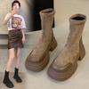 Small Thick-soled Retro British Martin Boots Women's Summer 2025 New Brown Thick Heel Heightened Super Fire Short Boots