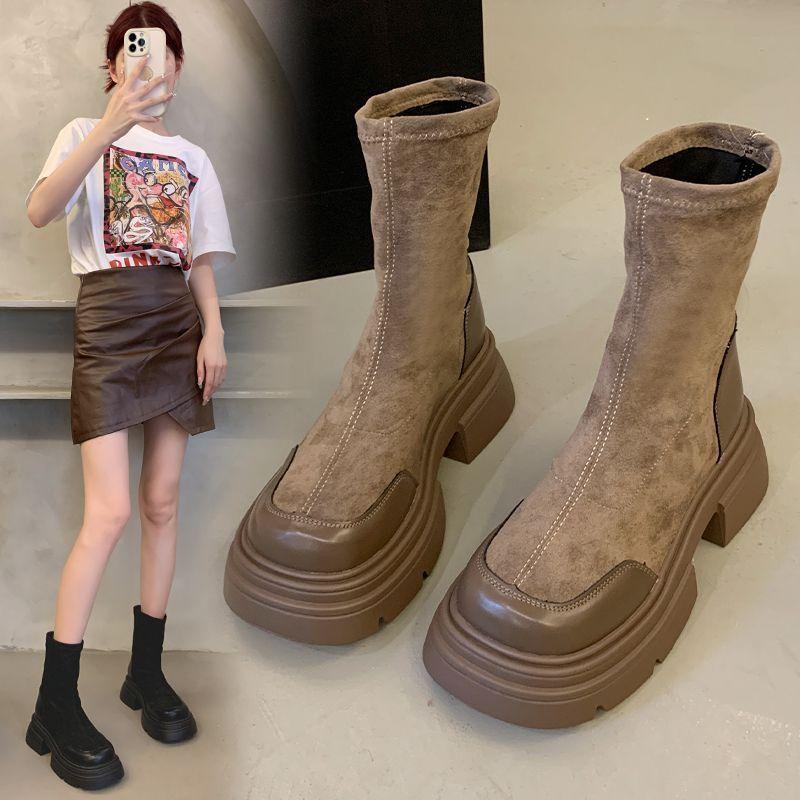 Small Thick-soled Retro British Martin Boots Women's Summer 2025 New Brown Thick Heel Heightened Super Fire Short Boots