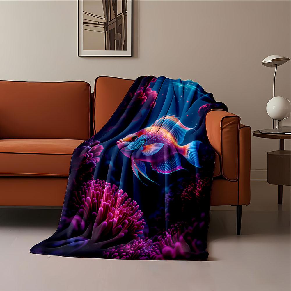 Vibrant Tropical Fish Blanket for all seasons blanket lunch break throw gift