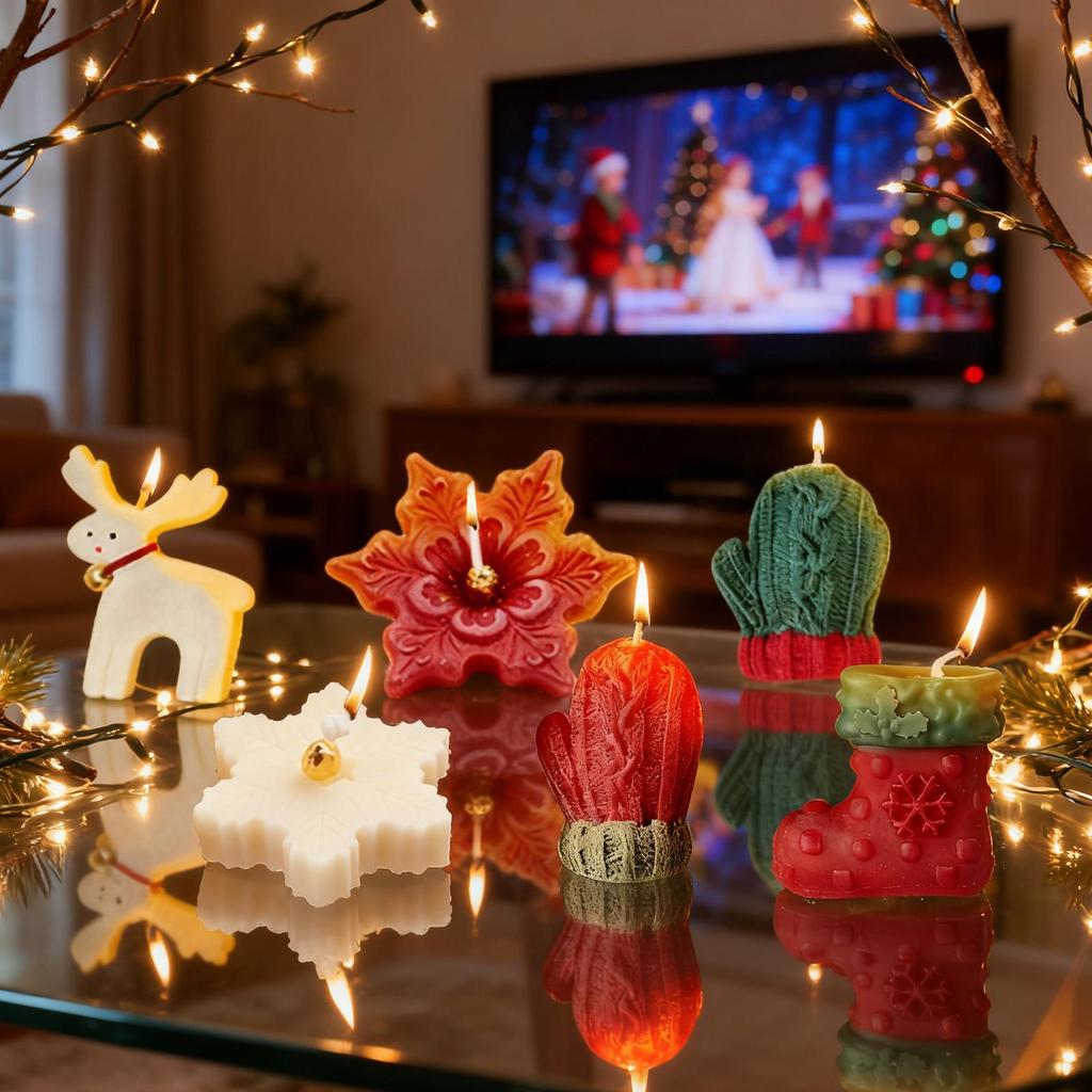 Christmas Candles Set Deer Candles Party Wedding Festival Decoration Christmas Eve Romantic Ornament Decor For Home