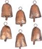 Handmade Cow Bells Set of 6 - Antique Copper Finish Vintage Hanging Ornaments for Rustic Home Decoration and Festive Christmas Tree Display