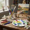 Bristle Paint Brushes for Oil Watercolor Acrylic Candy Colors Art Painting with Wood Handle for Students Artists