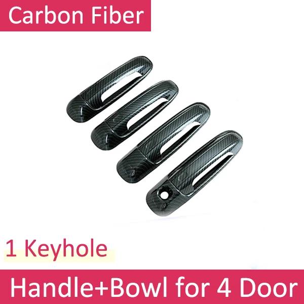 For Jeep Grand Cherokee WJ 1999 2000 2001 2002 2003 2004 Gloss Black Carbon Fiber Chrome Smart Door Handle Cover Trim Exterior