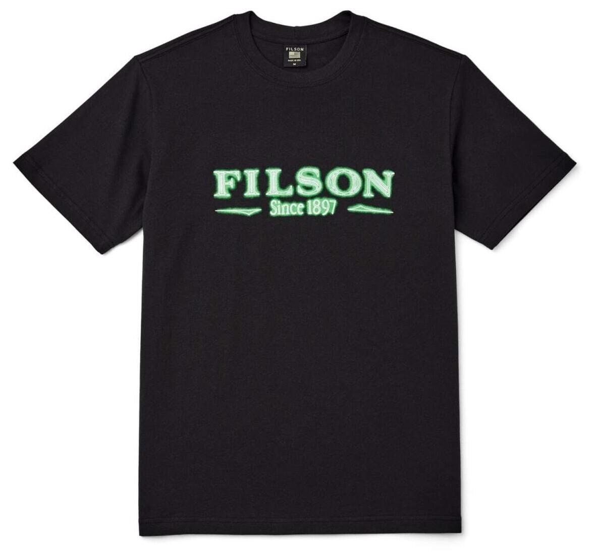 Filson Pioneer T-Shirt New Black Neon Heavyweight 6.5oz Cotton Tee Outdoor Work S
