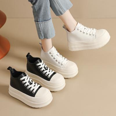 Big Head Height Increase Thick Sole High Top Shoes Women's Autumn New Casual Versatile Muffin Bread Women's Shoes