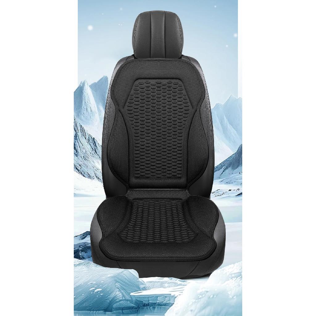3D Textured Breathable Cooling Summer Car Seat Cushions,Ice Silk Fabric Front Dual-Seat Pads, Easy Installation No Straps Need