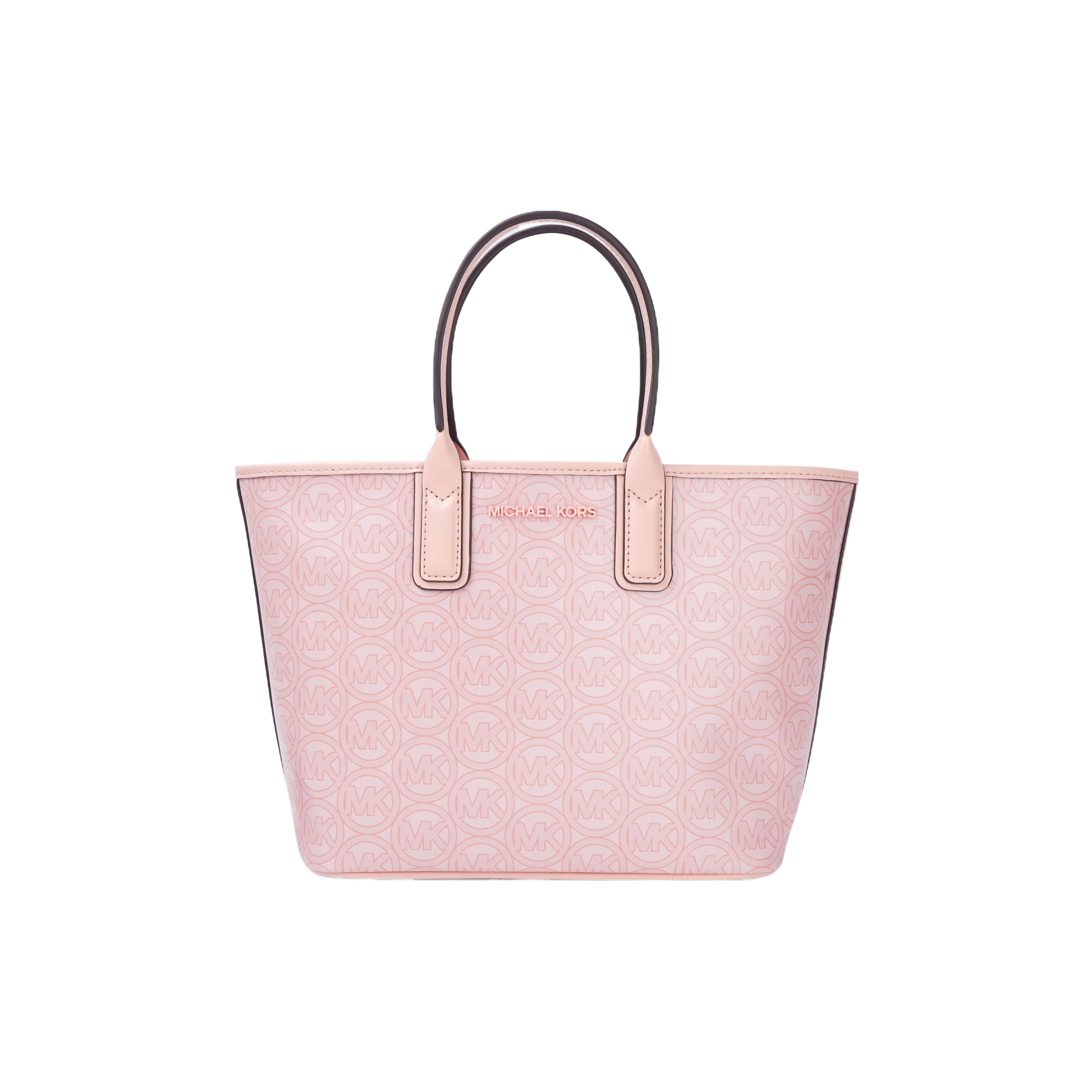 

Michael Kors Classic Monogram Print Faux Leather Tote Bag Small Women Handbags Light-Pink 35H1T2JT1C-POWDER-BLUSH Basic Set (Bag+Dust Bag)