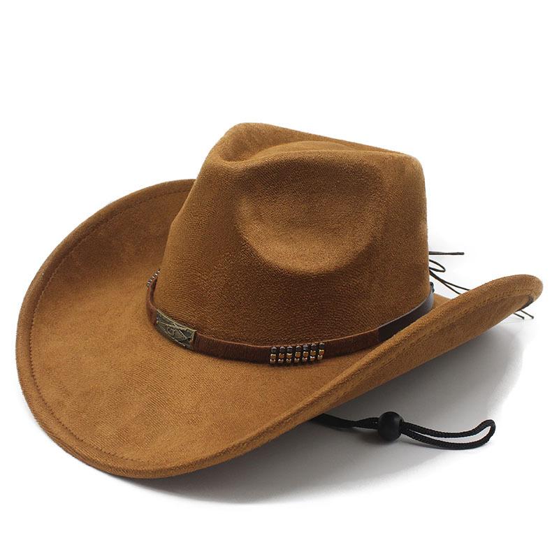 Retro Jazz Hat, Suede, Upturned Brim, Western Cowboy Hat, Men's and Women's Autumn and Winter Wide-brimmed Felt Hat