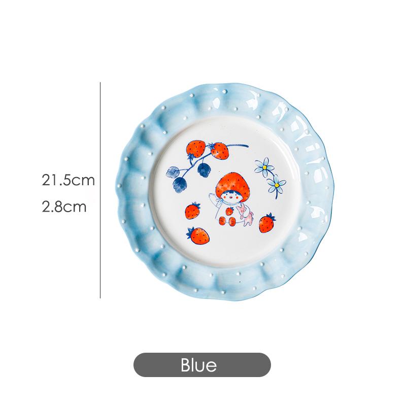 8.4inch Ceramic Dinner Plate Cartoon Strawberry Girl Cake Dessert Dishes Plates Household Dinnerware For Coffee Shop