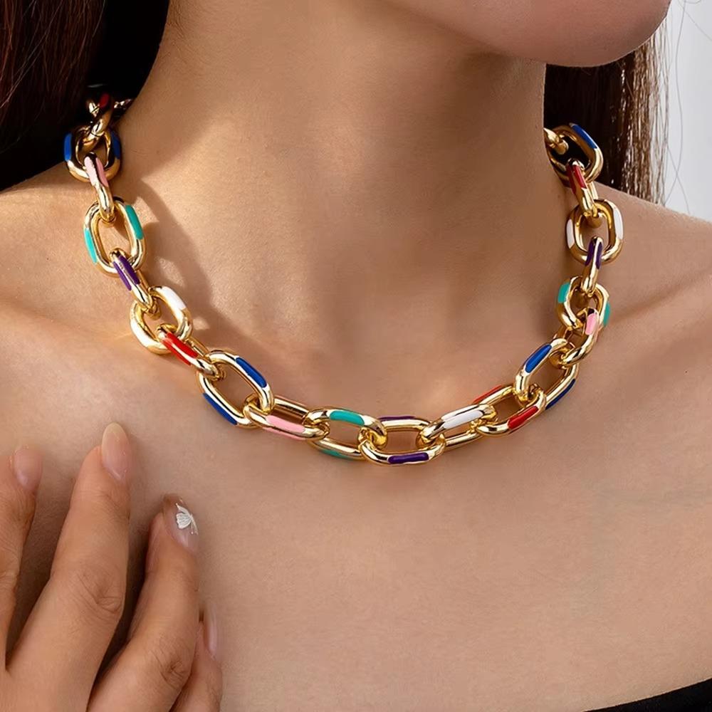 Metal Steampunk Lock Choker Necklace Bohemian Style Chunky Chains Choker  Girls