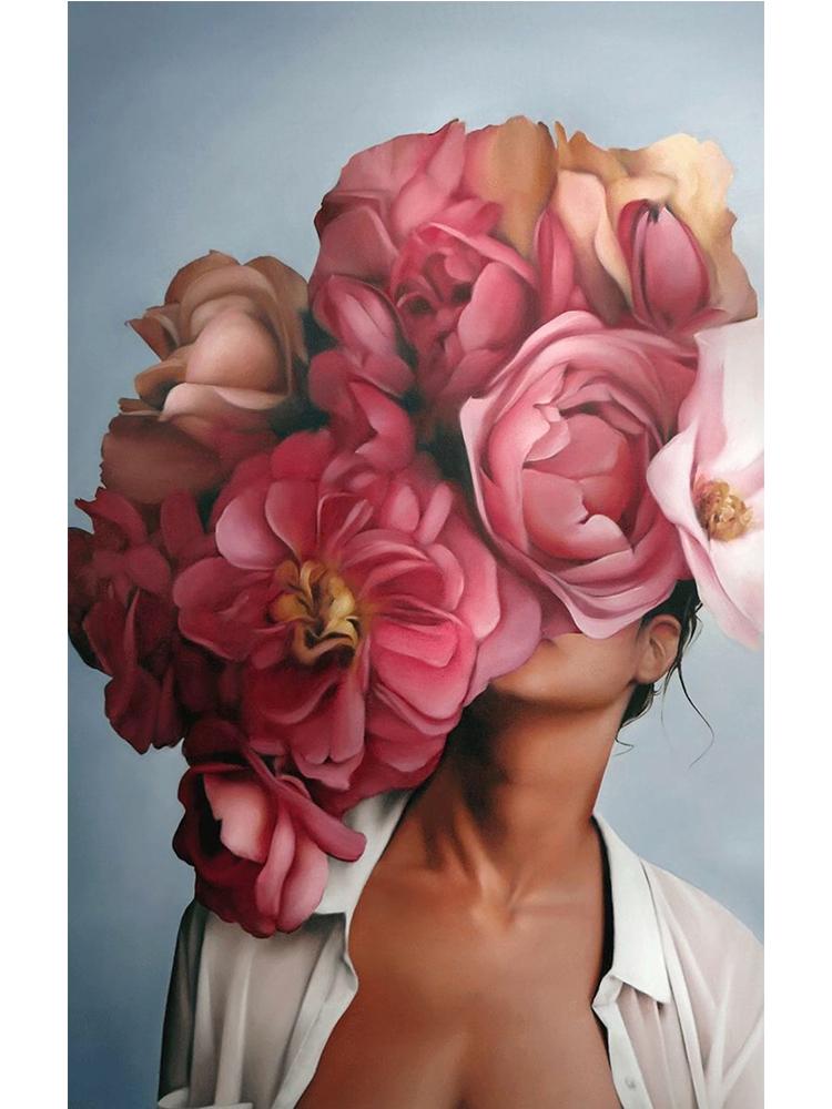 Abstract Flowers Feathers Woman Canvas Painting Wall Art Sexy Nude Women Print Poster Picture For Living Room Home Decoration