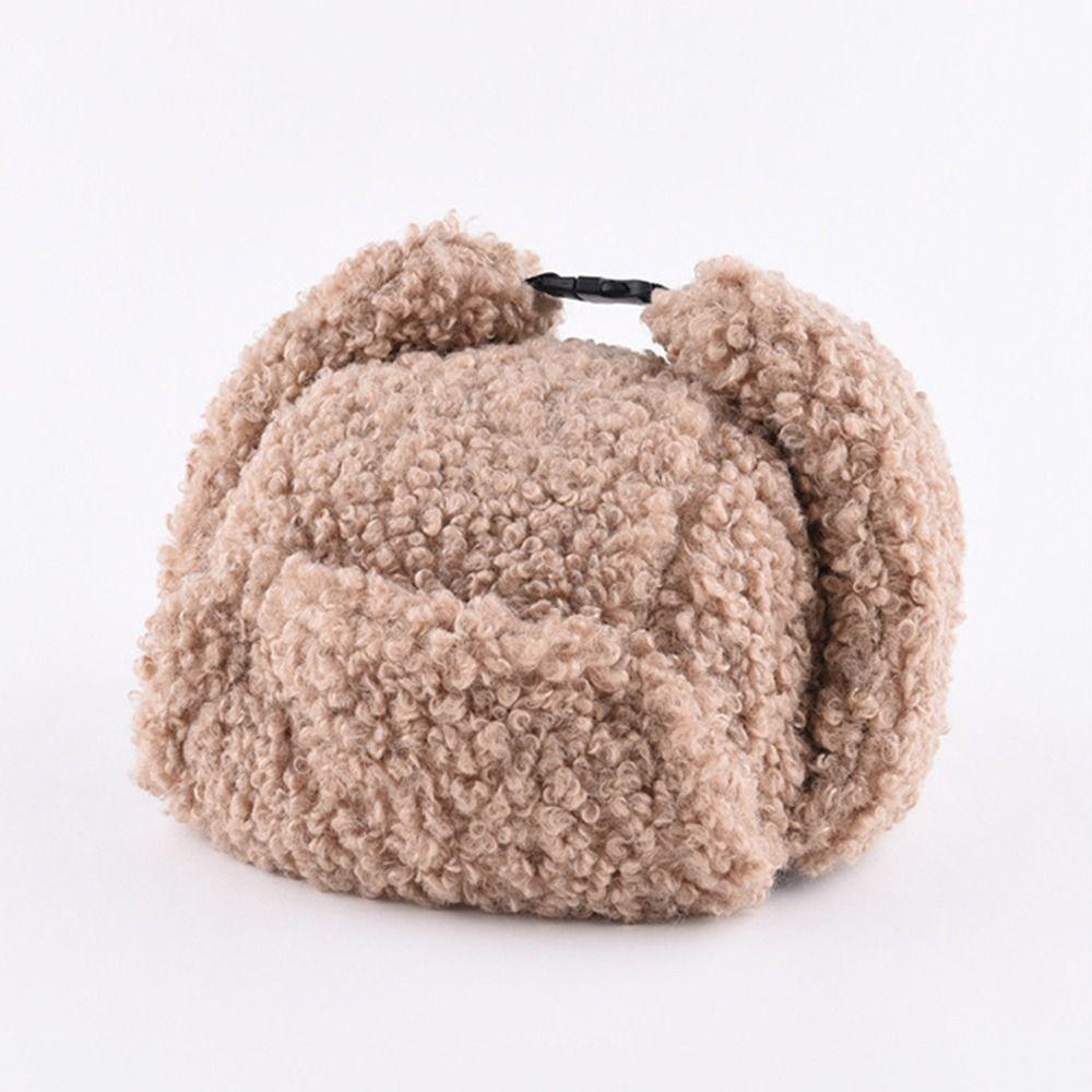 Thickened Plush Hat Winter Warm Ear Protection Cute Lei Feng Hat  for Outdoor Riding